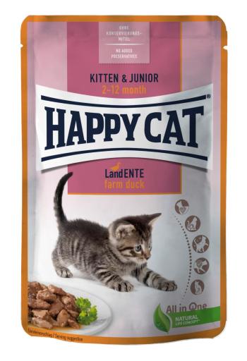Happy Cat Pouch Viande & Sauce Kitten-Junior Canard 85 g Lot de 24