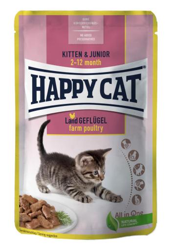 Happy Cat Pouch Viande & Sauce Kitten-Junior Volaille 85 g Lot de 24